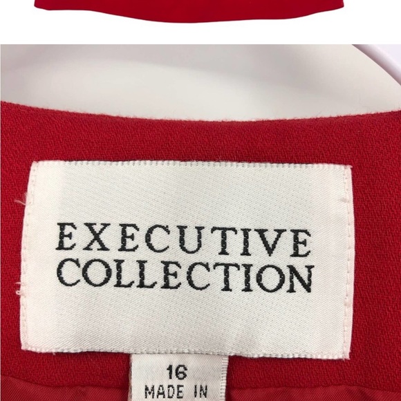 Executive Collection Red Bow Two Piece Dress Suit Jacket and Skirt - Picture 6 of 7